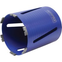 Blue Faithfull dry diamond core drill with segmented cutting edge and side vents.