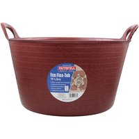 Red Faithfull Eco Flex Tub, 15L capacity, made from recycled material, with two sturdy handles and a textured surface.