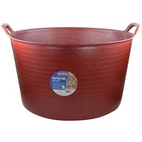 Red recycled plastic tub with two handles, 56-litre capacity, circular shape, Faithfull brand label on side.
