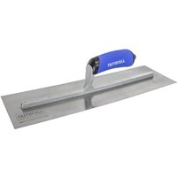 Prestige plastering trowel 400x125mm with stainless steel blade and blue soft-grip handle by Faithfull.