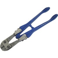 Blue-handled Faithfull 460mm bolt cutters with silver jaws and center cut design.