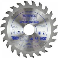 Silver Faithfull circular saw blade, 160mm diameter, 30mm bore, 24 teeth, with blue text and logo on the surface.