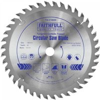 Circular saw blade by Faithfull, silver with 40 teeth, 180mm diameter, 16mm bore, tungsten carbide tipped.