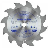 Silver Faithfull Tct circular saw blade, 190mm diameter, 16mm bore, 12 teeth, with blue branding and specifications.