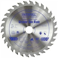 Silver Faithfull Tct circular saw blade, 230mm diameter, 30 teeth, blue text and graphics on the surface.