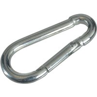 Silver Faithfull Fire Brigade snap hook, 4mm zinc plated, oval shape with spring-loaded gate, pack of 4.