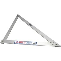 Silver Faithfull folding square with triangular shape, metal hinges, and measurement markings.