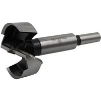 Faithfull Forstner Bit 45mm, silver steel with sharp cutting edges and cylindrical shank, engraved brand name.
