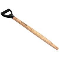 Faithfull FSC ash bent taper spade fork handle with black D-grip and smooth wooden finish.