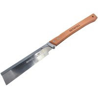 Folding pull saw with wooden handle and silver blade, featuring Faithfull branding on both handle and blade.