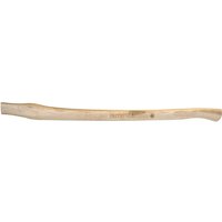 Faithfull FSC Hickory axe handle, smooth wood finish, ergonomic curve, natural light brown color.