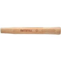 Faithfull FSC Hickory hammer handle, light wood, engraved logo, smooth finish, tapered design.