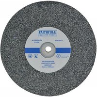 Gray Faithfull grinding wheel, 200x25mm, medium grit, aluminum oxide, with central label and blue stripe.
