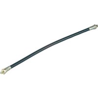 Black Faithfull grease gun connecting hose with silver metal fittings on both ends.