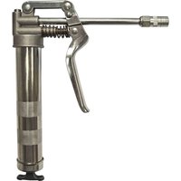 "Silver Faithfull Grease Gun Mini Pistol with lever handle and cylindrical barrel"