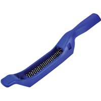 Blue Faithfull hand rasp file with ergonomic handle and perforated metal grating surface.