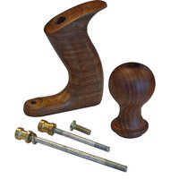 Wooden Faithfull handle kit with curved handle, round knob, and metal screws for No 4, 5, 6, 7, and 10 planes.