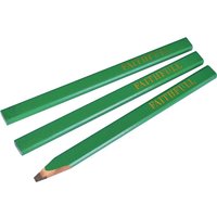 Green Faithfull hard carpenters pencils with flat edges and gold lettering.