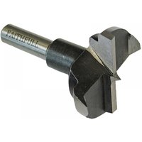 Faithfull HCS hinge boring bit, 35mm diameter, 60mm length, silver with sharp cutting edges and engraved branding.