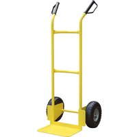 Yellow Faithfull heavy-duty sack truck trolley with black handles and large pneumatic wheels.