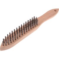 Wooden-handled Faithfull heavy-duty scratch wire brush with dense metal bristles and hanging hole.