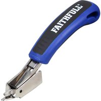 Blue and black Faithfull heavy duty staple puller with a metal tip and ergonomic handle.