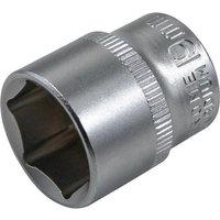 Silver Faithfull hex socket, 3/8-inch drive, 19mm size, with knurled grip and engraved markings.