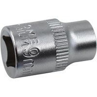 Silver Faithfull hex socket, 3/8-inch drive, 9mm size, with engraved size marking and knurled grip.