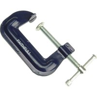 Blue Faithfull Hobbyists G Clamp with silver screw and handle, embossed logo on the frame.