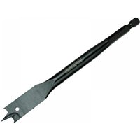 Black Faithfull flat bit, 14 x 152mm, with hex shank and sharp cutting edge for impact drills.