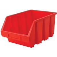 Red Faithfull interlocking storage bin, size 3, with open front and ribbed sides, measuring 170 x 240 x 126mm.