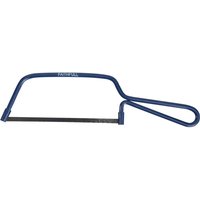 Blue Faithfull Junior Hacksaw with a metal frame, black blade, and a looped handle.