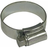 Faithfull zinc-plated hose clip, 30-40mm, with adjustable screw mechanism and smooth silver finish.
