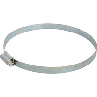 Faithfull LGA 12MM hose clip, zinc finish, adjustable metal band, 120-150mm diameter, screw mechanism.