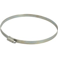 Faithfull zinc-plated hose clip, 12mm wide, adjustable from 158-190mm, with screw mechanism for tightening.