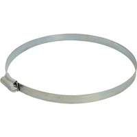 Faithfull zinc-plated hose clip, 12mm wide, adjustable 135-165mm diameter, with screw mechanism for secure fastening.