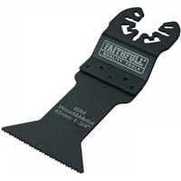 Black Faithfull bi-metal flush cut blade with toothed edge and branded label, 44mm width, pack of 5.