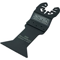 Black Faithfull bi-metal flush cut blade, 44mm wide, with serrated edge and branded label on top section.