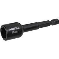 Black Faithfull Magnetic Impact Nut Driver with hex shank and 10mm socket head.