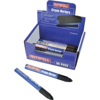 Blue Faithfull Marker Crayons in an open box, featuring black tips and red branding on the label.