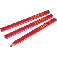 Red Faithfull medium carpenters pencils with flat sides and yellow branding.