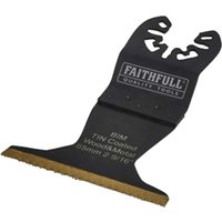Faithfull titanium oscillating saw blade, black with gold edge, labeled for wood/metal cutting, 65mm size.