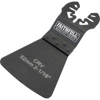 Black Faithfull flexible scraper blade with 52mm width, CRV label, and dual mounting slots.