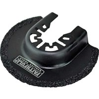 Black Faithfull carbide grit radial saw blade with curved edge and universal attachment fitting.