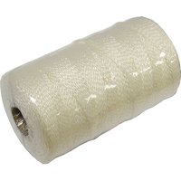 White Faithfull nylon braided chalk line spool with textured surface and cylindrical shape.