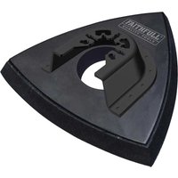 Black Faithfull OIS oscillating multi-tool delta sanding pad with triangular shape and central mounting hole.