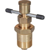 Brass Faithfull Olive Puller with T-bar handle and rubber grips, designed for removing olives from pipes.