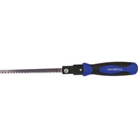 Faithfull Pad Saw with blue and black ergonomic handle and a narrow, serrated metal blade.