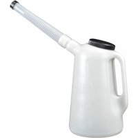 White Faithfull plastic oil pourer, 2-litre capacity, with a black cap and flexible spout.