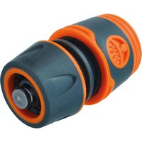 Faithfull Plastic Water Stop Hose Connector, dark gray with orange accents and textured grip.